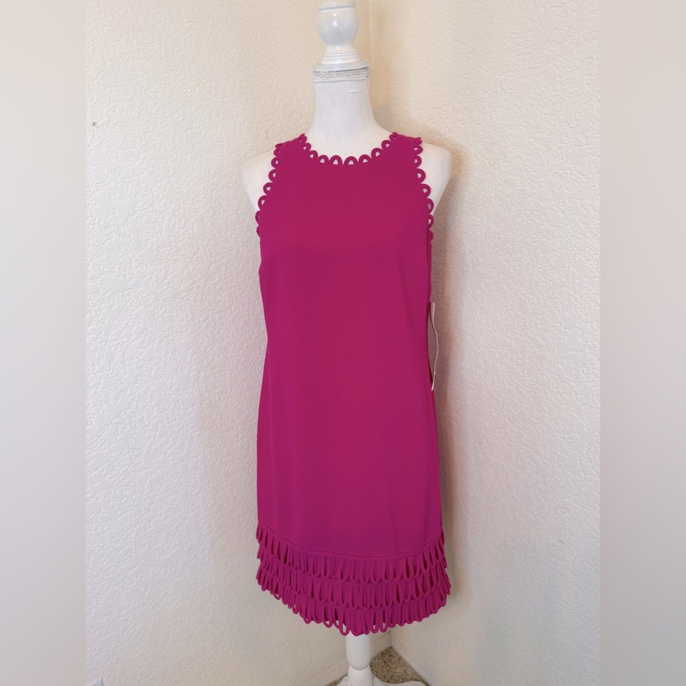 Trina Turk vibrant pink ruffle dress size S